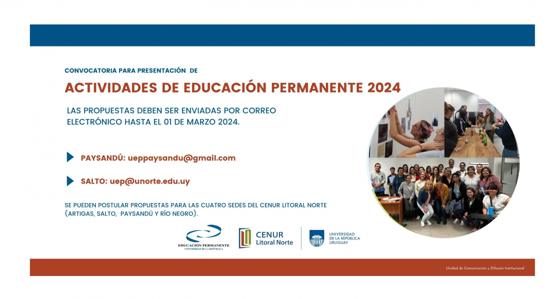 Convocatoria a actividades de Educación Permanente a realizarse en el 2024