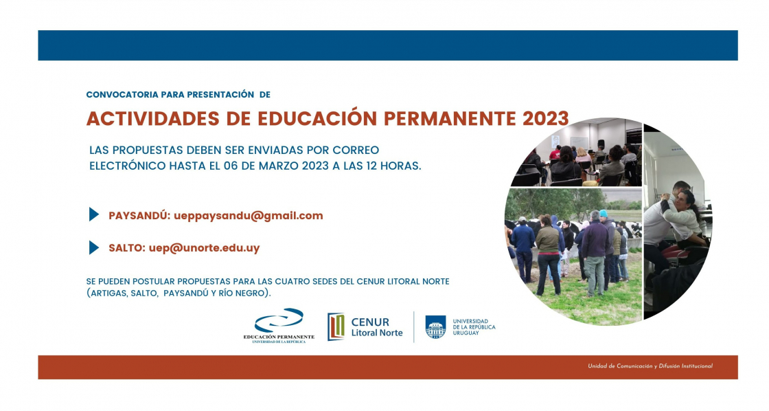 Convocatoria unificada 2023 a actividades de Educación Permanente